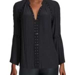 Ramy Brook Black Blouse with Studded Details
